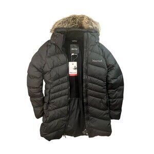 Marmot Women's Coat XS Montreal Black Zip off Faux Fur Trim Hood 700 Fill Down